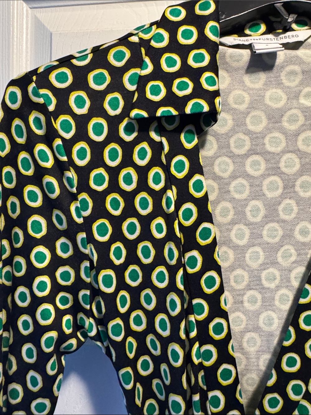Green & Black Geometric print dress Shirt by Diane von Furstenberg